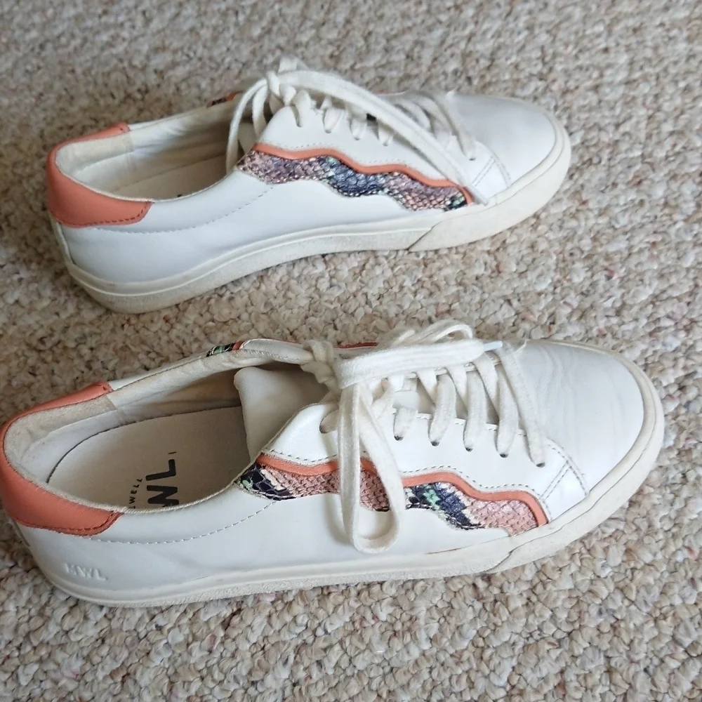 MADEWELL Sidewalk Sneakers in Snake Embossed Leather Wave Edition size 7.5